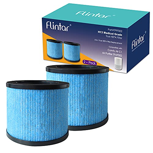 Image of Flintar TPAP002 Replacement Filters, Compatible with TOPPIN TPAP002 Air Purifier Comfy Air C1, 3-in-1 H13 Grade Filtration Set, Part# TPFF002, 2-Pack