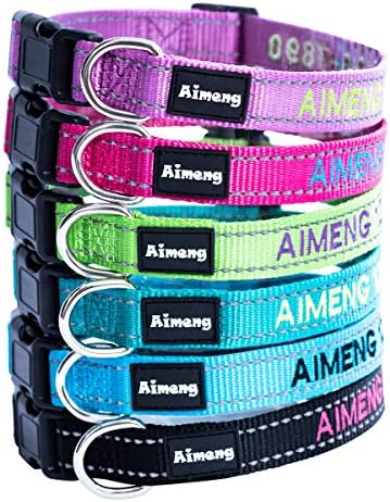Personalized Dog Collar Adjustable Dog Collar Fadeproof Custom Embroidered with Pet Name and Phone Number, 11 Thread Color Options for Boy and Girl Dogs
