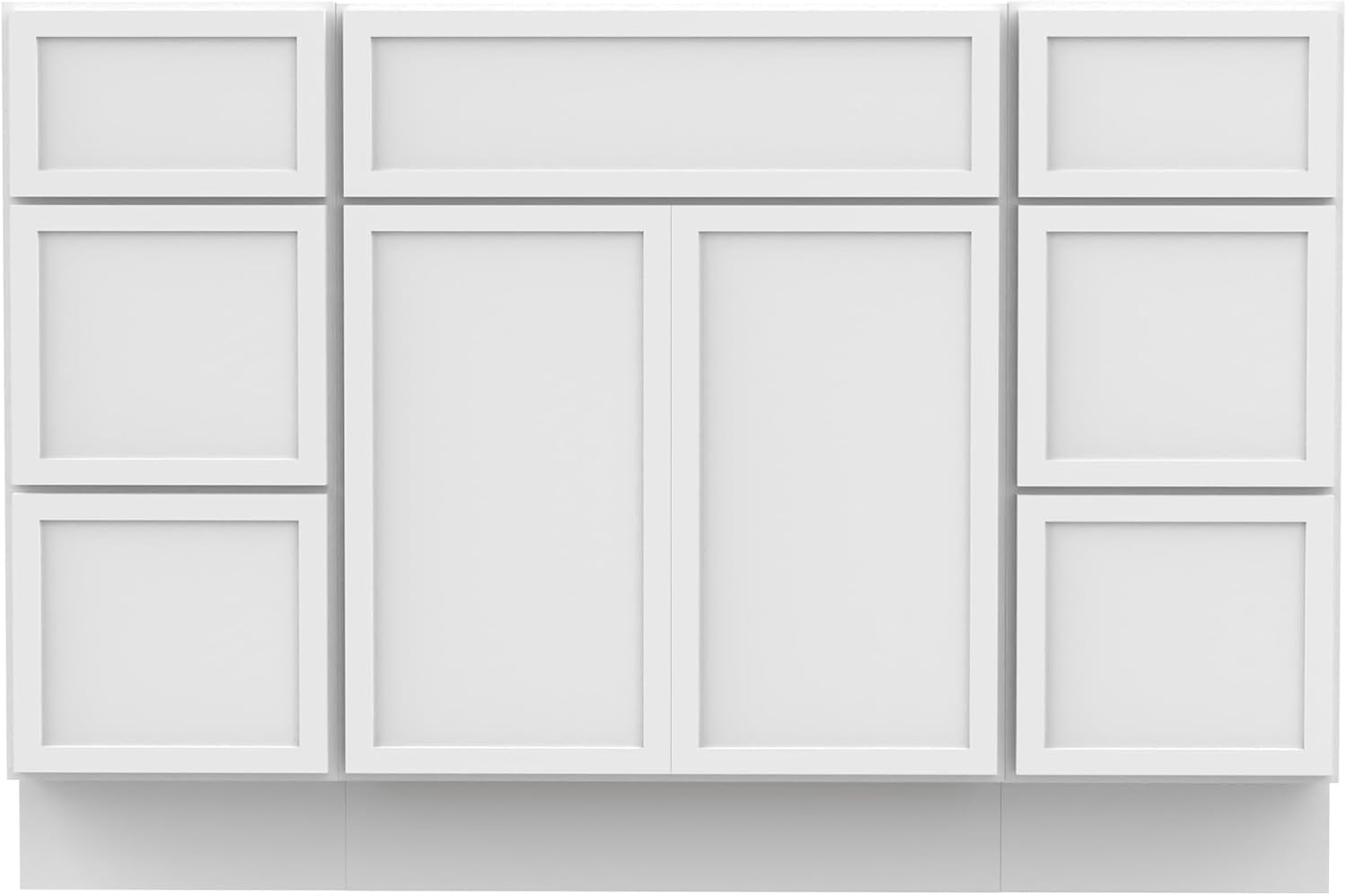 Vanity Art 48" Bathroom Vanity Base Cabinet Not Include Sink Combo, Floor Cabinet Storage Organizer with Soft Closing Door & Drawers, 6-Drawers 2-Door, White
