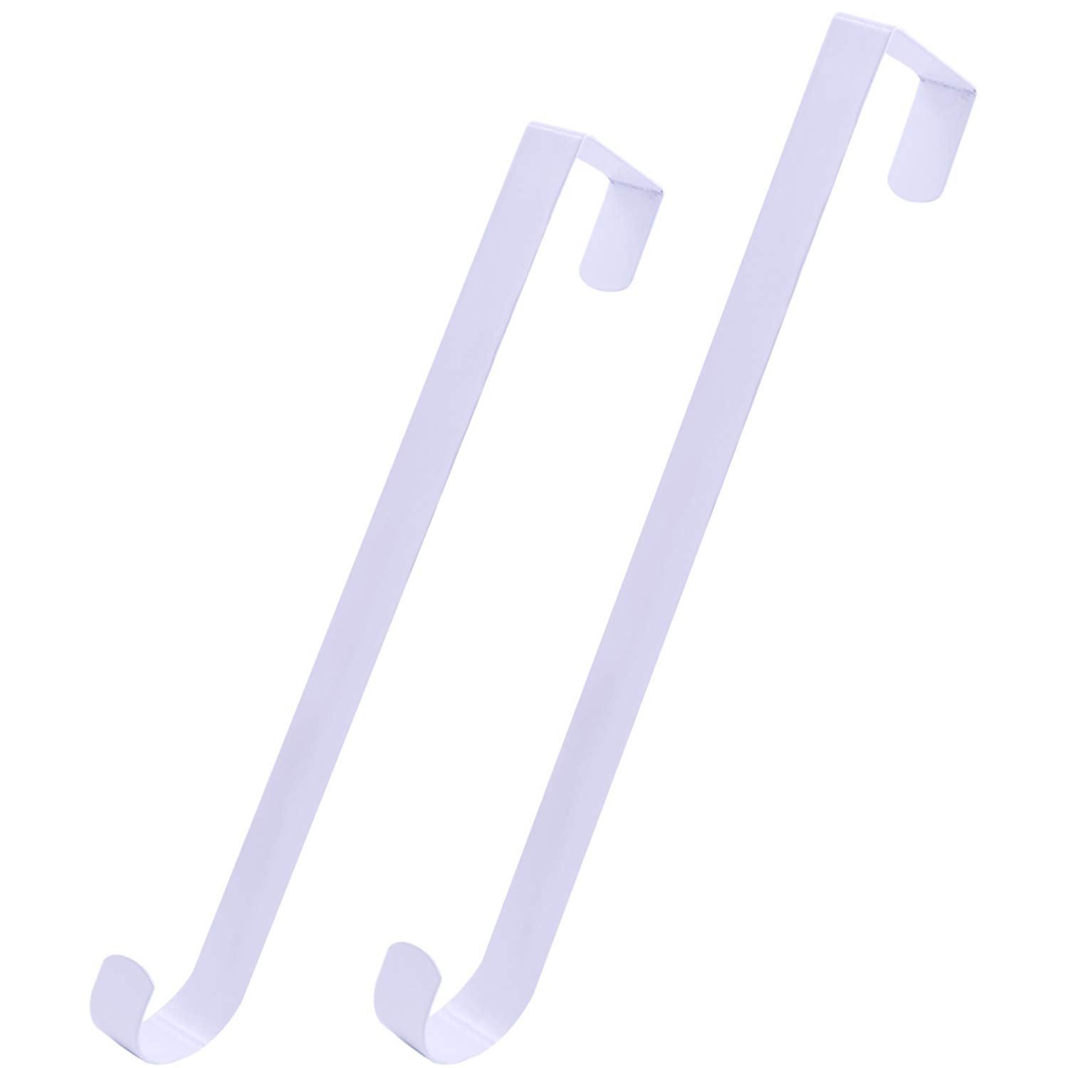 HiGift 2 Pack White Wreath Hanger for Front Door, Long Metal Over The Door Hook for Christmas and Party Wreath Making Decoration, Hanging Clothing, Towels, Wreaths, Bags 15 inch + 12 inch