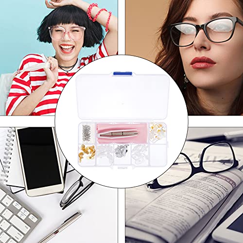 Angoily Kit de Reparação De Óculos Almofadas Nariz De Óculos Eyegalsses Parafusos Tweezer Set para Ó