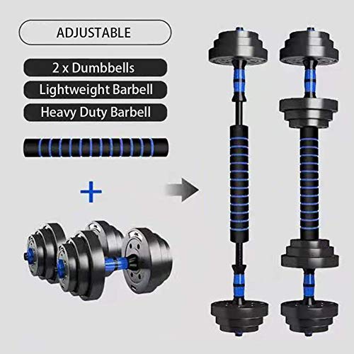 MZQZM Adjustable Dumbbells Set, 44Lbs Dumbbells(2 Pieces), Lightweight Barbell, Heavy Duty Barbell 3 in 1 Set, Home Training Essential Gym Equipment (Blue)