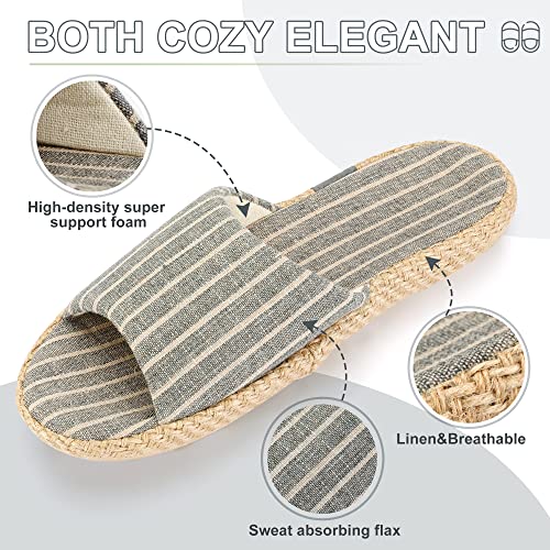 Summer House Slippers for Women Indoor Open Toe Women House Slippers Cotton and Linen Shoes Breathable Home TPR Outsole3