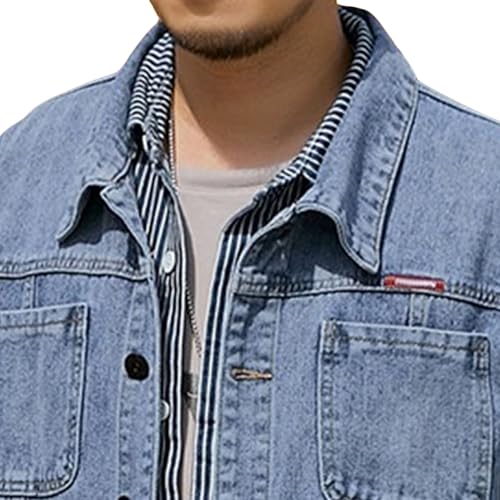 DGHM-JLMY Mens Lapel Jean Jackets Casual Loose Fit Button Down Jean Coat Denim Trucker Biker Cowboy Jacket Coats2
