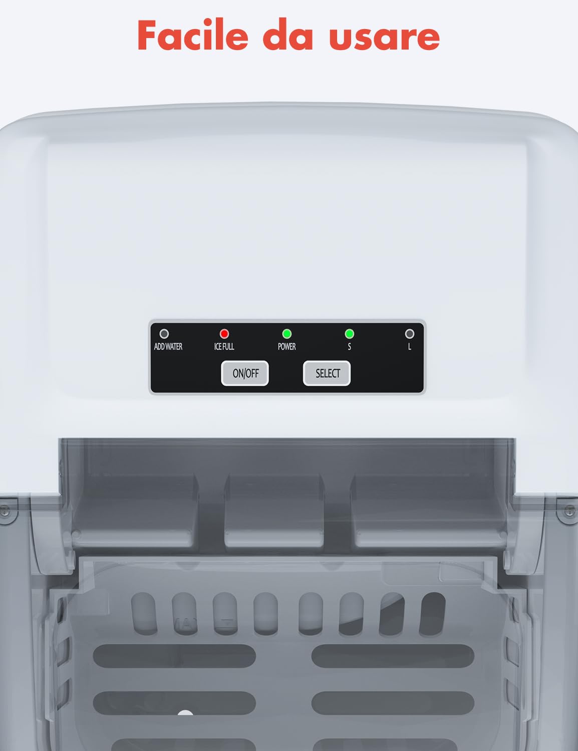 KitchenBrothersMacchina Ice Maker Professionale - Macchina del Ghiaccio da Casa - 9 Cubetti ogni 8 Minuti - 1,2L