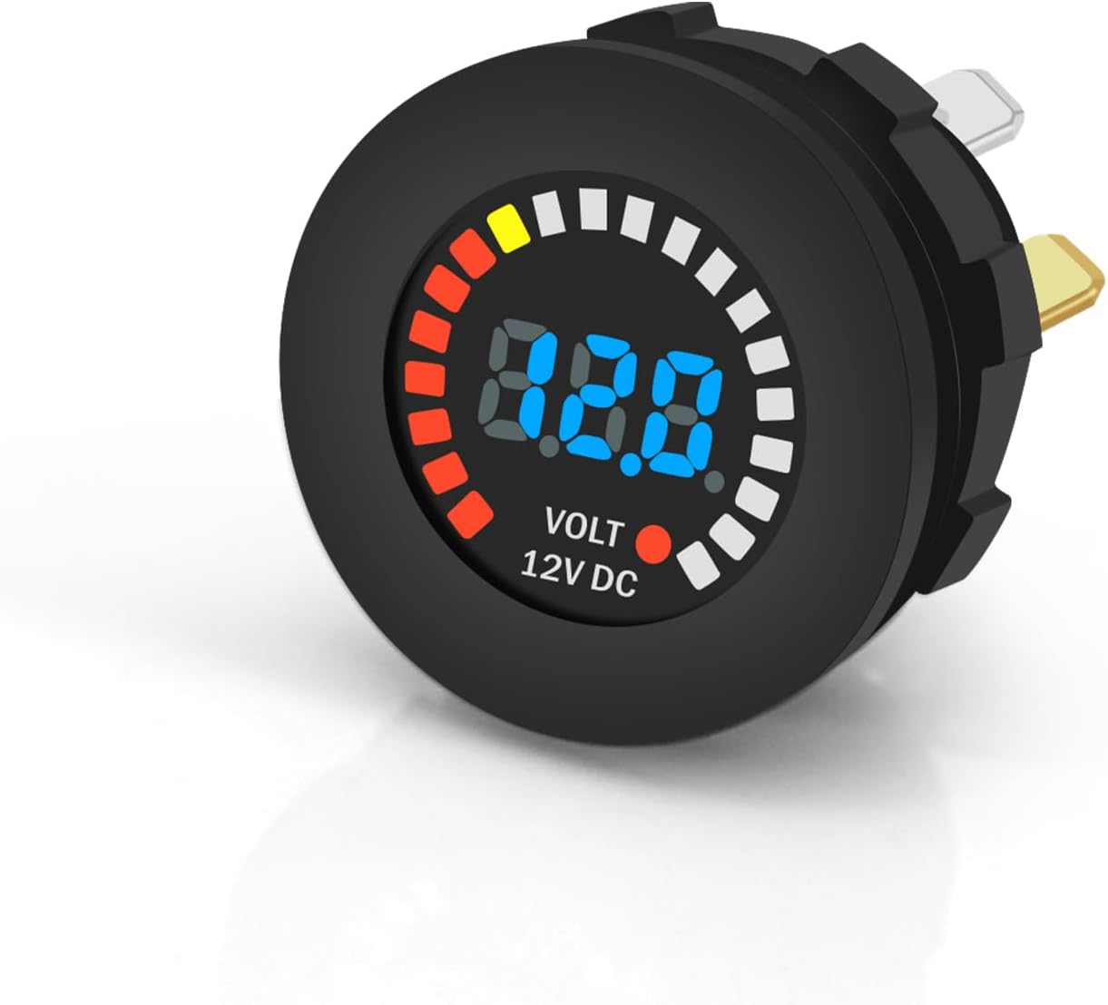 Genuine Marine 12V DC Voltmeter Color LED Digital Display - Waterproof Volt Meter Voltage Scale Gauge 5-15V Battery Tester for Marine Car Motorcycle Truck Boat RV without Panel, Directly Install or Re