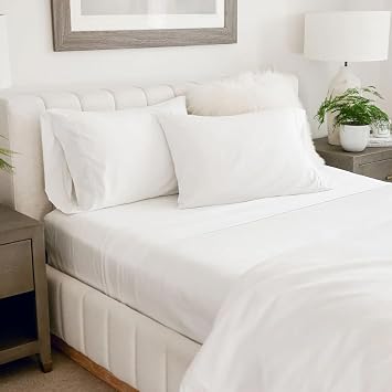 Jennifer Adams 1000 Thread Count Sheet Set Luxury Viscose from Bamboo Poly Blend Sheets for Ultimate Comfort & Softness, White, Cal King