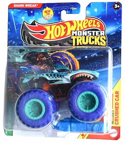 Hot Wheels Monster Trucks Shark Wreak, Beast Bashers miniatura 1
