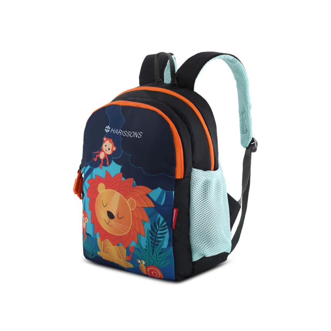 HARISSONSWaterproof School Bag for Kids | Backpack for Boys & Girls with 2 Main Compartments, Front Pocket, Bottle Holder, & Padded Shoulder Straps