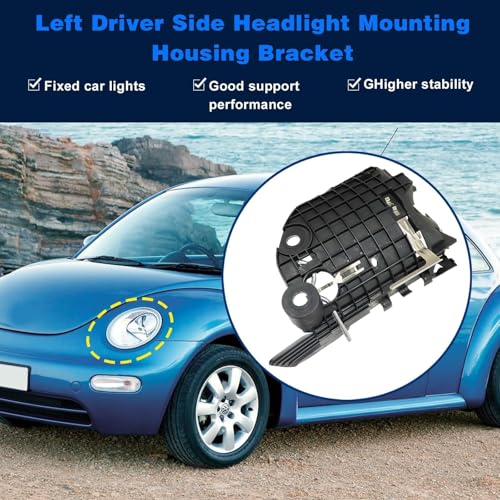 Image of SecosAutoparts Left Side Headlight Mounting Bracket Compatible with Volkswagen Beetle 2006-2010 2.0L /2.5L Engine Replace# 1C0941053 1C0-941-053