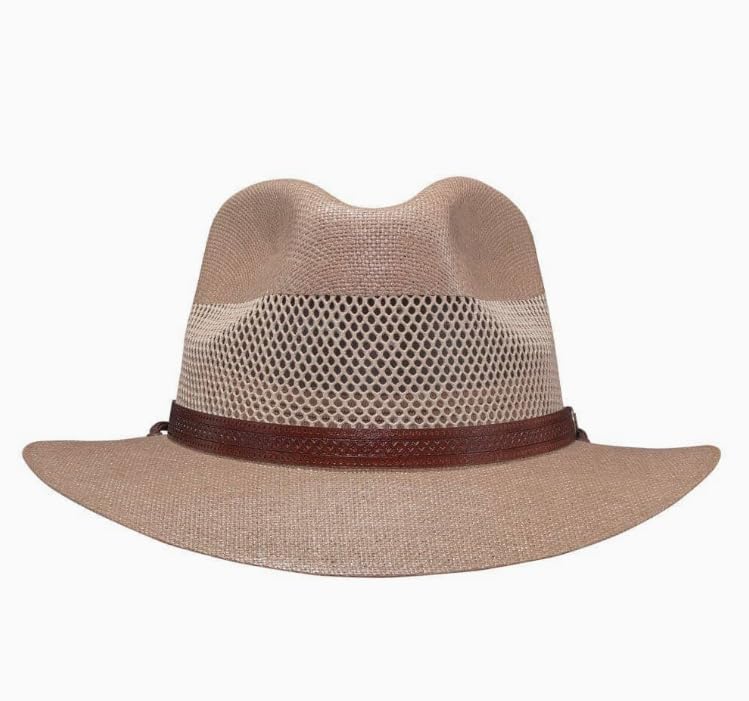 Image of American Hat Makers Milan Straw Fedora - Outdoor Summer Golf and Beach Hat for Men and Women - Wide Brim for UV Protection