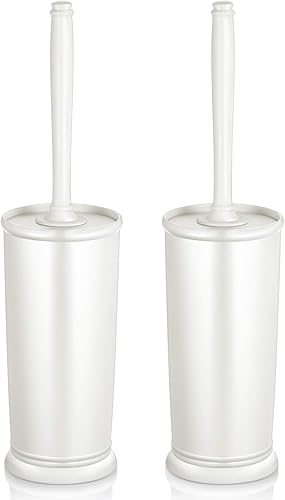 Toilet Bowl Brush Holder Set 2 Pack Modern Deep Cleaning Bathroom Toilet Scrubber with Caddy for rv - Rim Decorative Accessories Cleaner Brushes for