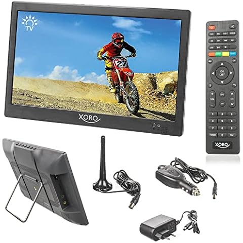 netshop 25 Set: Xoro PTL 1050 + 6 Monate Freenet GRATIS. Tragbarer DVB-T2 Fernseher mit Akku Camping TV (USB Mediaplayer, MicroSD, Teleskopantenne, Fernbedienung) 10 Zoll (25.6 cm) schwarz Cover
