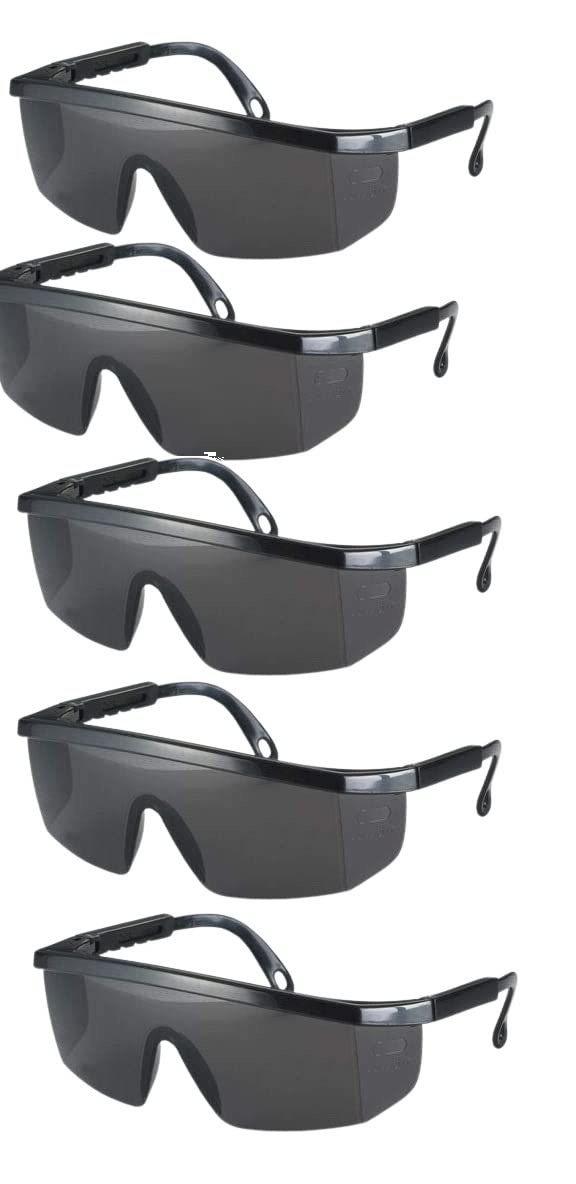 K T IK T I® Pack of 5 Punk Type Black Safety Glasses UV protection with Adjustable arms, Eyewear Protective Glasses for work