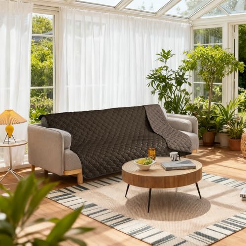 Image of gogobunny 100% Double Sided Waterproof Dog Blanket Soft Pet Bed Cover Reversible Protect Furniture Couch Sofa Car for Puppy Cat Kids (Dark Coffee /Light Coffee, 68x82 Inch (Pack of 1))