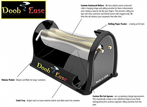 Premium Cigarette Doobie Roller by Doob Ease The Rolling Machine for Perfect Sized Rolls Every Time with Shake Catcher (Doobie, Black)- See Color and Roll Types-