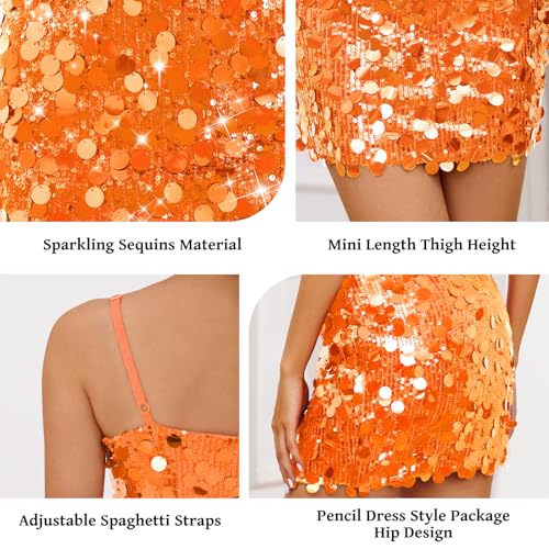 Image of Waist Wow Sequin Dress for Women Spaghetti Strap Sexy Dresses Glitter Sparkly Mini Dress