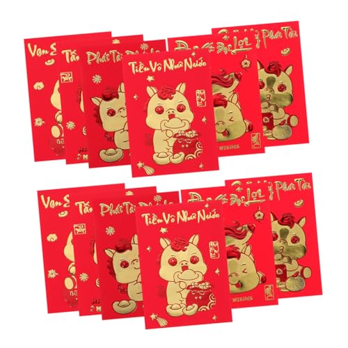 Enveloppes rouges de qualité supérieure à motif de cheval doré pour vœux de prospérité