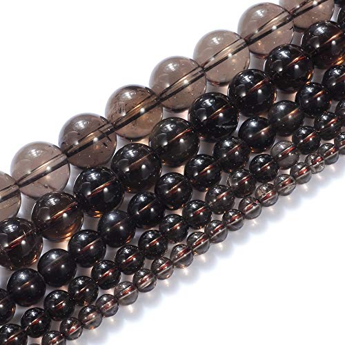 Natural Stone Beads 8mm Smokey Quartz Gemstone Round Loose Beads Crystal Energy Stone Healing Power for Jewelry Making DIY,1 Strand 15