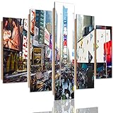 Feeby Décoration murale Times Square Photo 5 pieces New York City multicolore 200x100 cm
