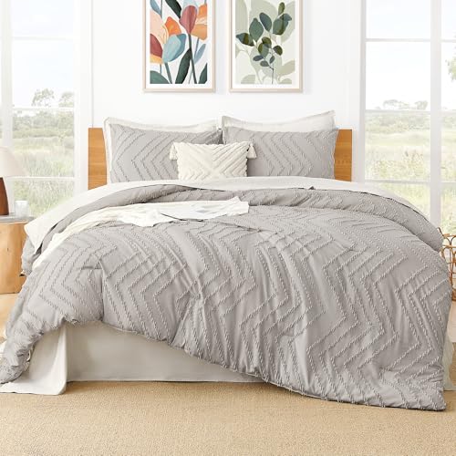 Image of Litanika Boho Queen Comforter Set, 3 Pcs Linen Lightweight Bedding Set