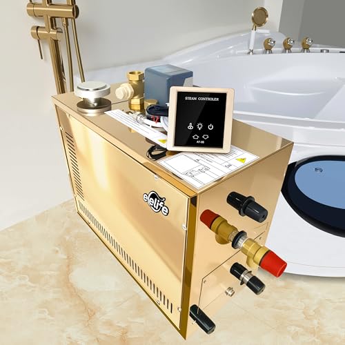 9KW Commercial Self-Draining Steam Generator Shower System Home Steam Bath Spa Generator 30 min to 12 Hours with Auto Drain 95-131 for Suitable Space Heating 9 m/318 Cubic feet (Steam-Showers)