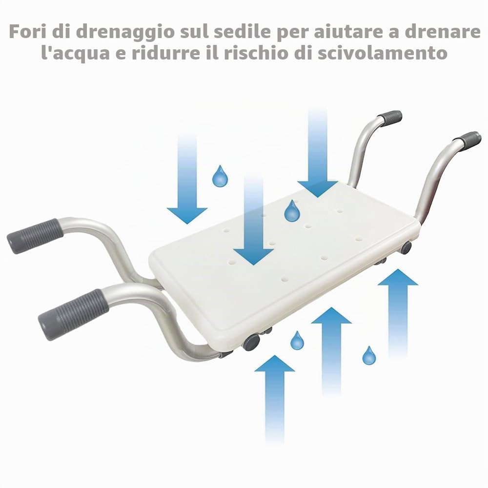 Sedile da bagno per vasca da bagno - Sedia da doccia sospesa per anziani, disabili e portatori di handicap, ausilio per il bagno resistente, supporta fino a 113 kg, 84 cm di lunghezza x 23 cm