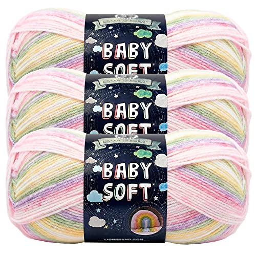 Image of Lion Brand Yarn, Baby Soft Baby Blanket Yarn for Crocheting, Knitting, and Crafts, Circus Print, 3 Pack | Light DK Acyrlic Nylon Blend Fiber for Soft Baby Blankets, Knit Garments, Crochet Hats, Machine Washable Yarn