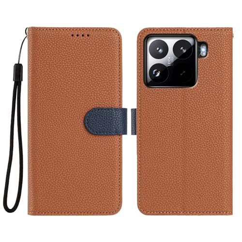 Étuis à rabat pour Xiaomi 15 au motif litchi idéal pour voyager léger sans portefeuille