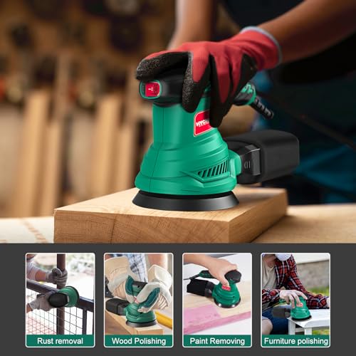 HYCHIKA Orbital Sander, 300W 13000RPM Random Orbital Sander, 6 Variable Speeds, 125mm 12Pcs Sandpapers, Electric Sander with Dust Collection Ideal for Sanding, Polishing Wood, DIY, Home Improvements 8 HYCHIKA Orbital Sander, 300W 13000RPM Random Orbital Sander, 6 Variable Speeds, 125mm 12Pcs Sandpapers, Electric Sander with Dust Collection Ideal for Sanding, Polishing Wood, DIY, Home Improvements - Image 8