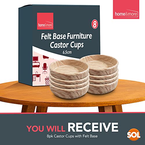 SOL 8pk Felt Base Furniture Castor Cups Non Slip Floor Protectors for Chairs Tables and Sofas Reducing Scratches and Marks on Wooden Laminate and Hard Surfaces for Home Use - Image 3