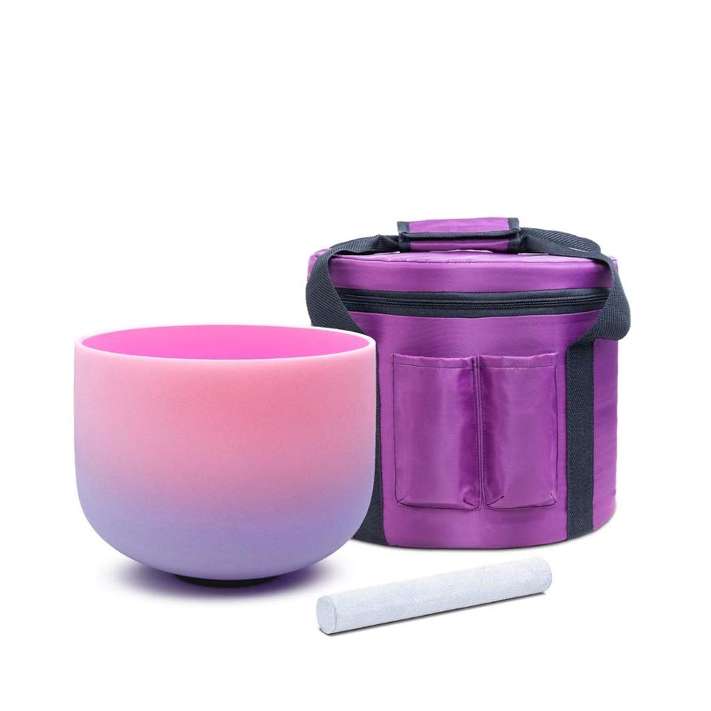Crystal Singing Bowl F Note Frosted Quartz Crystal Singing Bowl Kvka -Purple Color 8 cali (432 Hz)