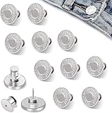 10 Stück Jeans Knöpfe Ohne Nähen, 17mm Knöpfe für Jeans mit Nieten, Abnehmbar Instant Knöpfe, DIY Jeansknopf, Metall Hosenknopf zum Erweitern oder Reduzieren der Hosengröße Silber (#22)