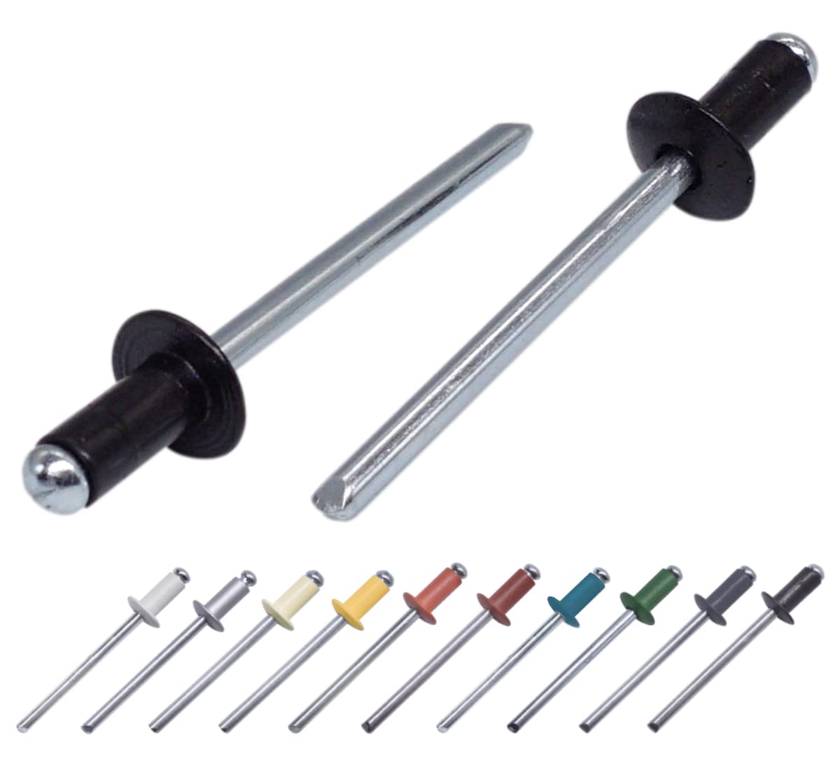 (Pack of 100 pcs) Painted Blind Rivets 3.2 x 8 mm, Dome Head, DIN 7337, Aluminum Rivet and Steel Mandrel, Pop Rivets (100, Jet Black RAL 9005)