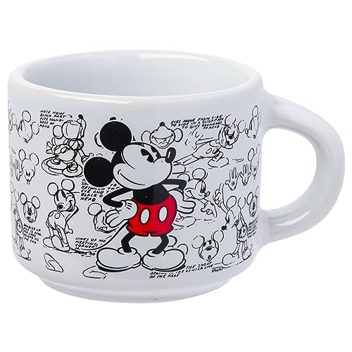Silver Buffalo Disney Mickey Mouse Vintage Sketches Art 4pc Stackable Ceramic Espresso Small Cup Set, 3 Ounces by Silver Buffalo - Image 2