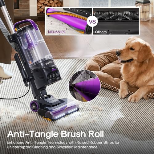Eureka FlexReach Vacuum Cleaners for Home, Lift-Away, NEU651PL | Anti-Tangle, LED Headlights, Swivel Steering, Pet Hair, Carpet & Hard Floor Cleaning, Purple - image 5