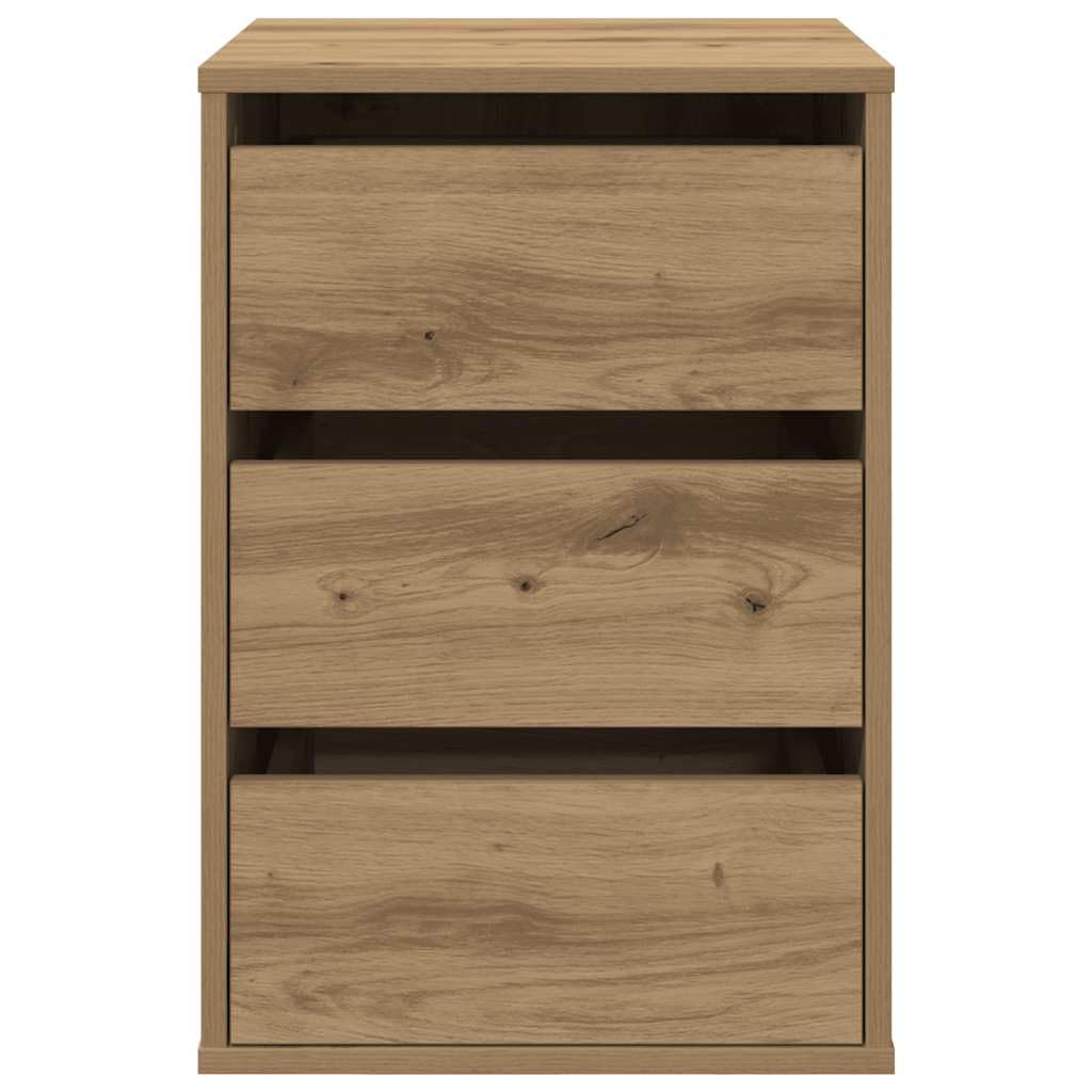 Komoda dąb Artisan 40 x 41 x 58 cm, materiał drewnopochodny z 3 szufladami, do salonu, jadalni, sypialni, biura i korytarza, schowka, dekoracja, stabilna powierzchnia, zajmuje mało miejsca
