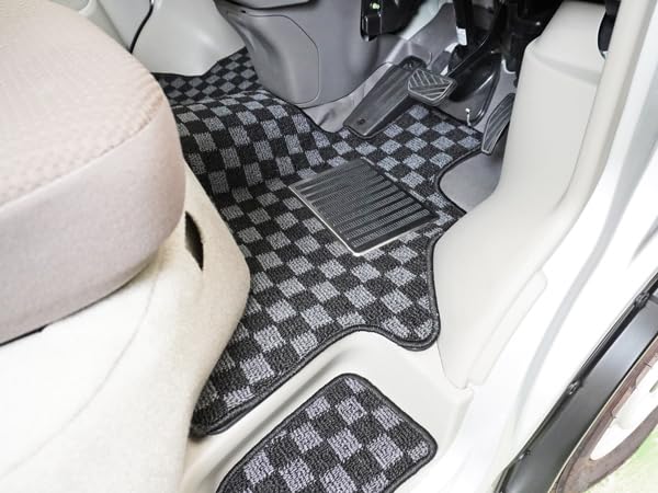 Amazon | エブリイ ワゴン DA17W フロアマット チェック柄 ブラック