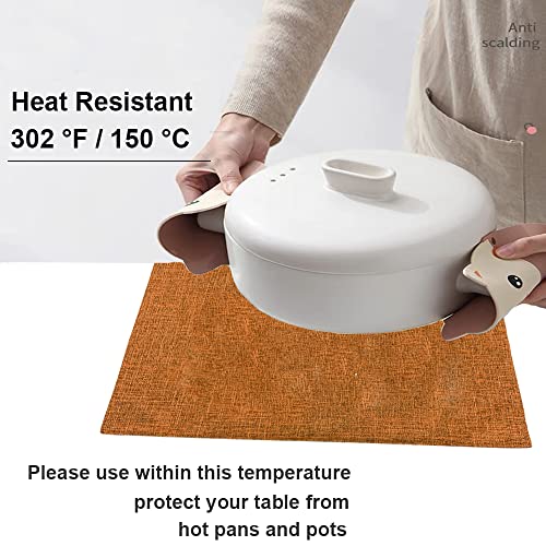 Weabetfu Cloth Placemats Set of 6 Heat Resistant Dining Table Placemmats Cotton Linen Machine Washable Kitchen Table Mats Wrinkle Free Thick Fabric Place Mats,Easy to Clean,13\" x 19\"