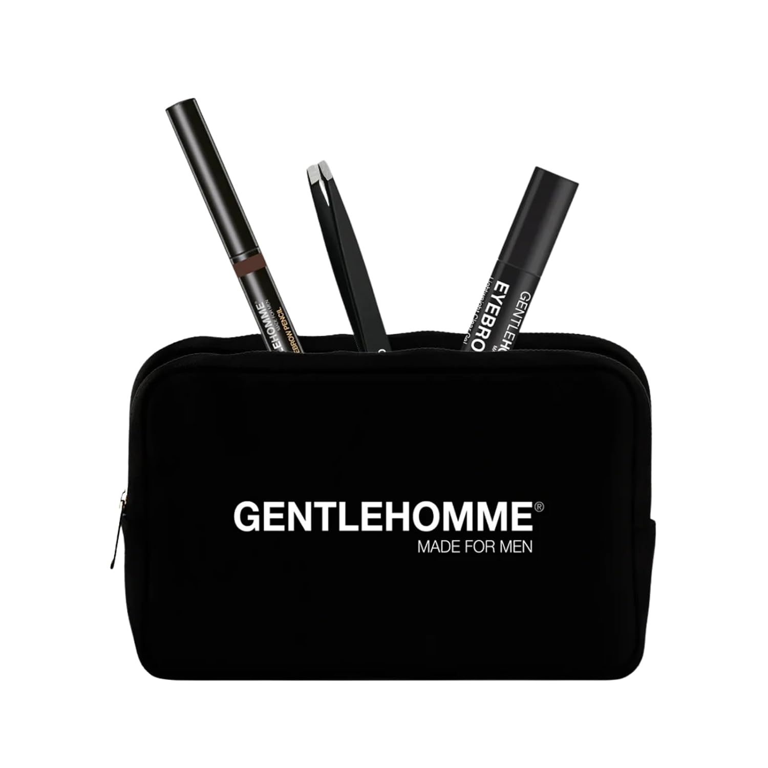 Gentlehomme - The Eyebrow Kit - Men’s 2-in-1 Eyebrow Pencil, Clear Brow Gel, Tweezers & Travel Pouch - Shape & Groom Your Brows & Beard - Men’s Grooming Bundle Kit - Dark Brown