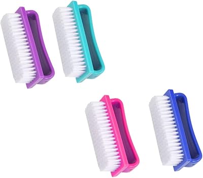 Foot Scrub Nail Brush Set Nail Brush 4Pcs Handle Grip Fingernail Brushes Nail Cleaning Scrubbing Brushes for Toes and Nails (Assorted Color) Fingernail Brush Nail Brushes
