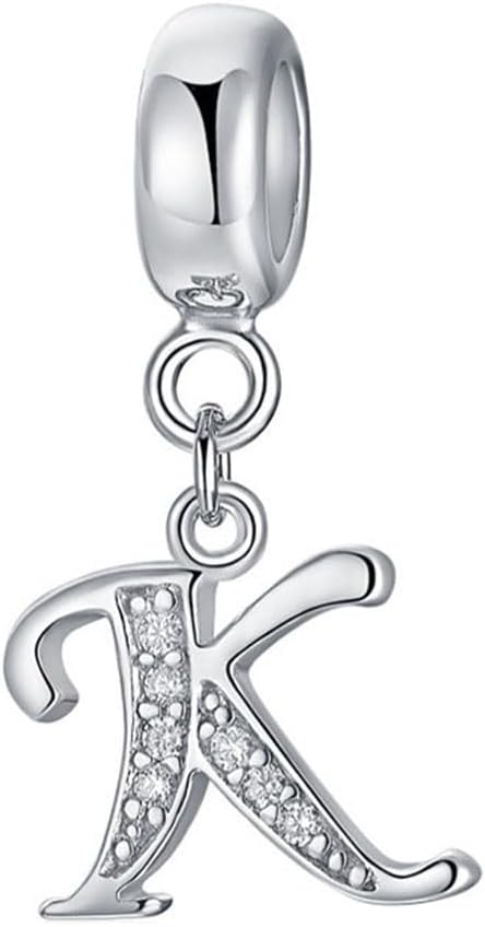 925 Sterling Silver Letter Charm - Alphabet & Initial Charms, Anniversary & Words Charm - Fits for Pandora Bracelet