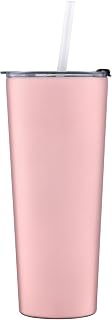 CAMBRIDGE Pink Insulated Tumbler with Straw, 24oz | dishwasher safe | includes lid and straw | keeps drinks hot or cold | 24oz, drinking glasses, gift for women