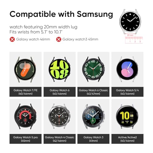 Knossen Stretchy Watch Bands: 3Pack Compatible with Samsung Galaxy Watch 7 FE 6 5 4 40mm 44mm, Classic 4, 5 Pro, 3, Active2 for Women and Men by Knossen - Used condition - Image 7