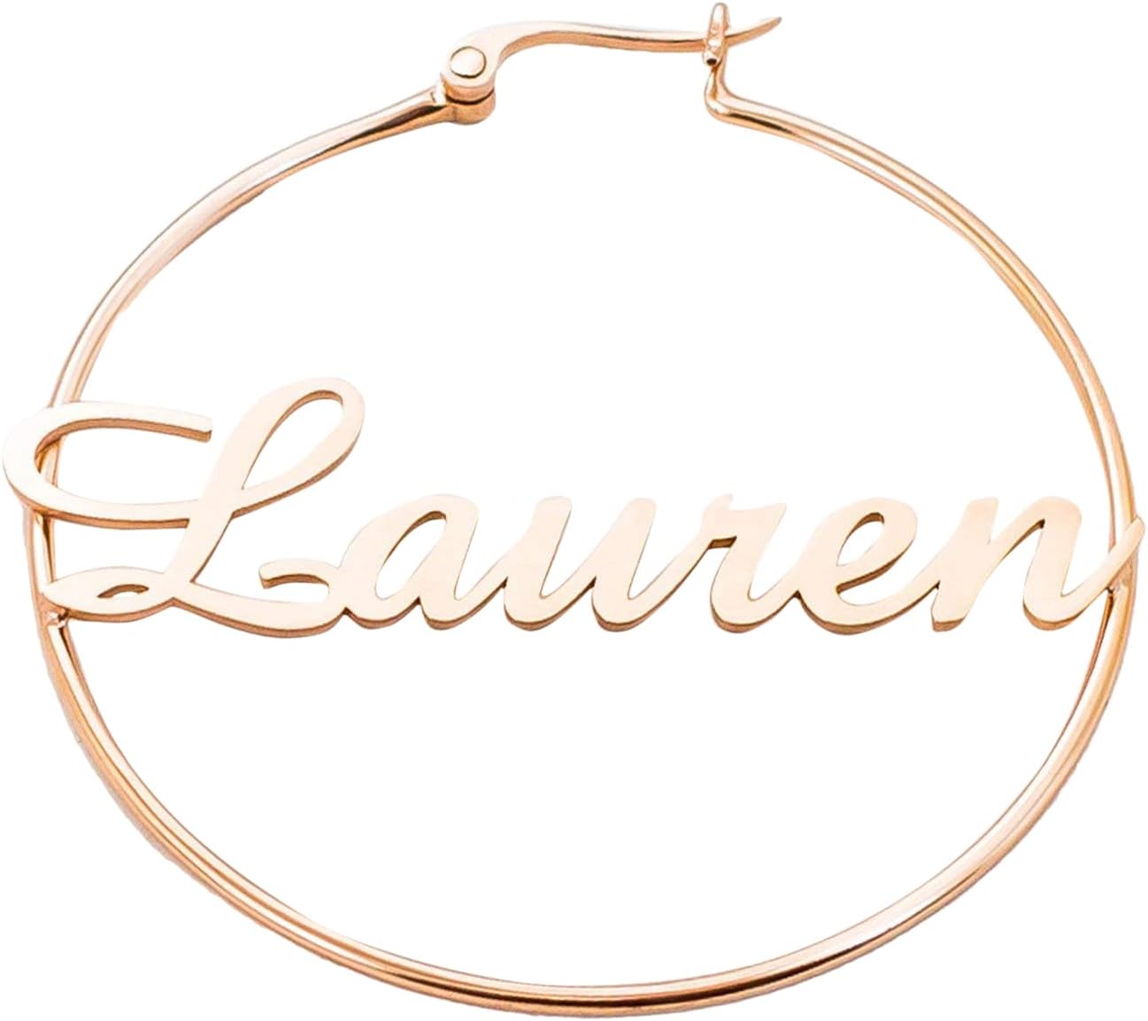 CAITLYNMINIMALIST 18K Gold Plated Sterling Silver Custom Name Large Round Hoops Personalized Word Earrings Bridesmaid Mother Jewelry Gift for Her