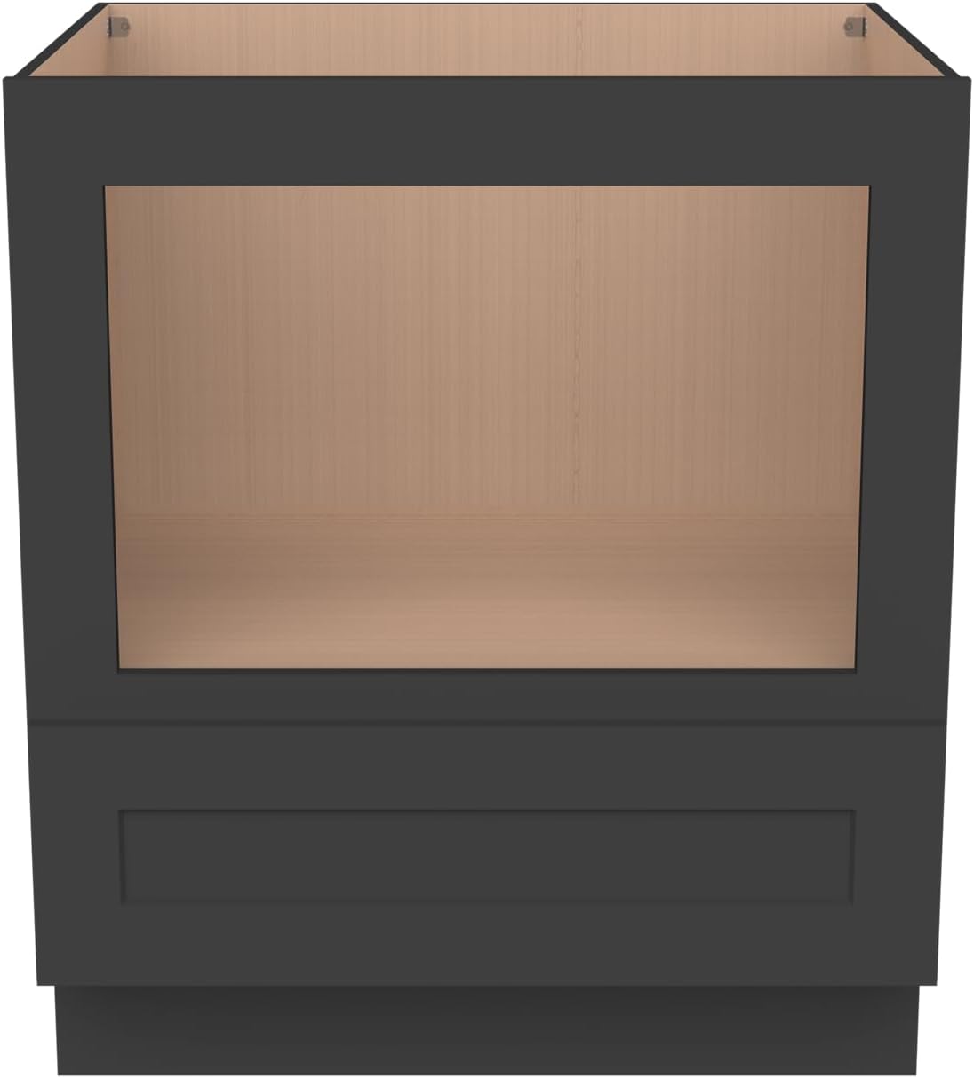 Microwave Base Cabinet – Solid Wood Shaker Style Kitchen Storage Base Unit with Drawer & Soft-Close Doors, RTA Pantry Cupboard for Dining Room, Coffee Bar 30" W x 24" D x 34 1/2" H (Charcoal Black)
