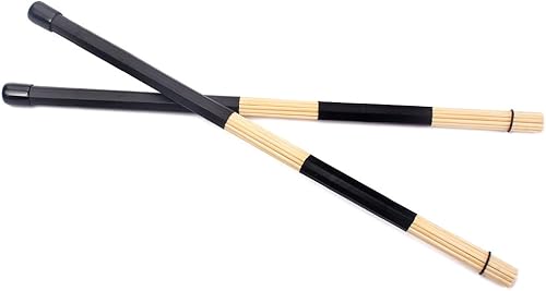 Miniatura 3 de Ogdni Baquetas de batería de jazz, 1 par de baquetas de bambú para música folclórica de jazz, color negro