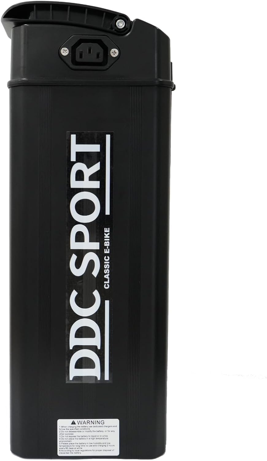 Top view of DDC SPORT battery showing DC charging port and key slot