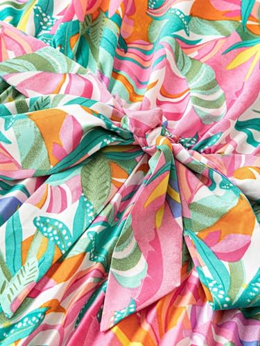 Image of SISKIN Summer Dresses for Women 2025, Boho Elegant Weeding Party Beach Resort Dresses for Women 2025 Casual Spring, Floral Multicolor Ruffle High Neck Midi A-line Pleated Belt Dress Green M