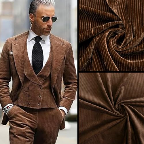 3 Piece Men's Corduroy Suits Slim Fit Suits for Men Double Breasted Blazer Vest Pants Set Wedding Prom Tuxedo Suits2